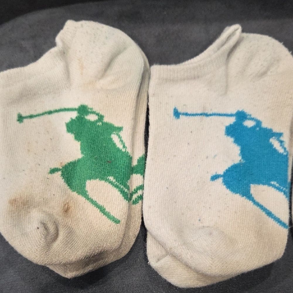 Polo by Ralph Lauren Kids' White Socks with Green, Blue, and Purple Accents - Picture 3 of 3
